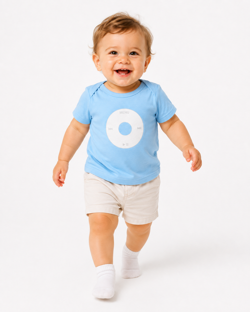 Toddler Retro T-Shirt Light Blue for 1-2Yrs Organic Cotton